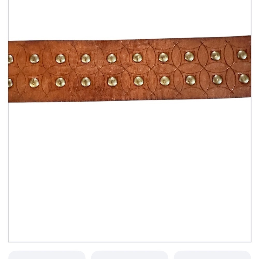Fossil Brown studded gothic, chunky western leather belt. Size Small